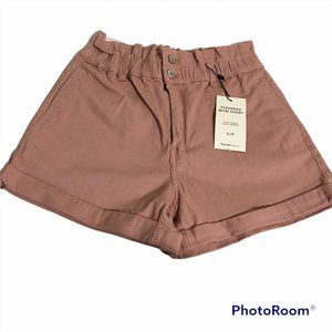 Bluenotes High Waist  Paperbag Mom Shorts Mauve XL NWT Cotton Cuffed Hems